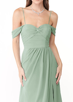Azazie Millie Bridesmaid Dresses Agave A-Line Sweetheart Neckline Chiffon Convertible Dress image3