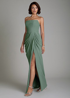 Azazie Nyra Bridesmaid Dresses Eucalyptus Sheath Corset Chiffon Dress image6