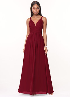Azazie Maren Brautjungfernkleider A-Linie Plissee Chiffon Kleid Burgunderrot image1