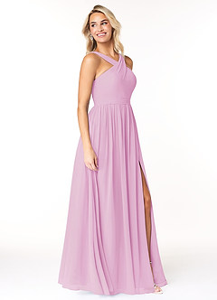 Azazie Elvira Bridesmaid Dresses Candy Pink A-Line Pleated Chiffon Dress image4