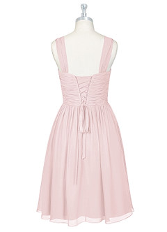 Azazie Angie Bridesmaid Dresses Blushing Pink A-Line Corset Chiffon Dress image9