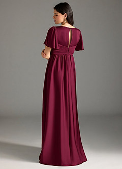 Azazie Verna Final Sale A-Line Ruched Stretch Satin Floor-Length Dress image2
