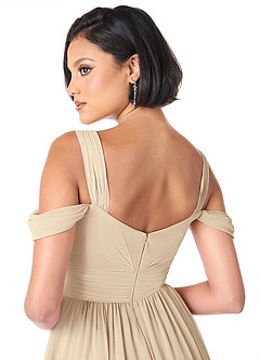 Azazie Lianne Jurken voor bruidsmeisjes Jurk van Chiffon met A-Lijn Off the Shoulder Champagne image6