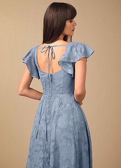 suknia Niebieski Pudrowy Midi Talia image4