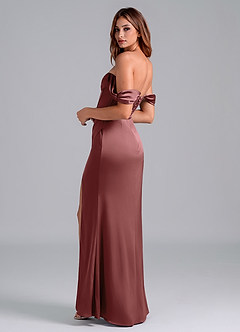 Azazie Asha Bridesmaid Dresses Amethyst Sheath Off the Shoulder Stretch Satin Convertible Dress image2