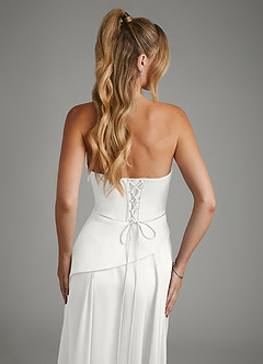 Azazie Gabriela Bridesmaid Dresses White A-Line Corset Stretch Satin Dress image9