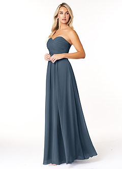 Azazie Yazmin Abiti da Damigella Abito Convertibile A-Line in Chiffon Scollo a Cuore Blu Nettuno image3