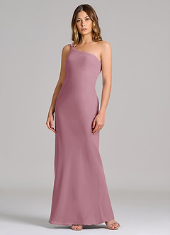 Azazie Monroe Final Sale Vintage Mauve Sheath One Shoulder Chiffon Dress image3