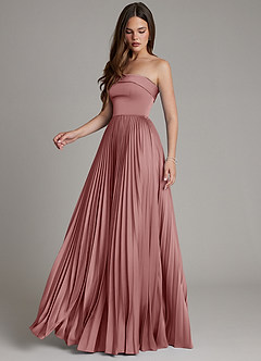Azazie Mariana Bridesmaid Dresses Dusty Rose A-Line Pleated Stretch Satin Dress image7