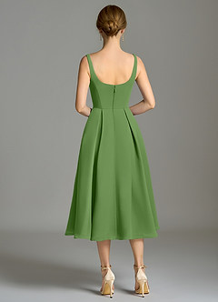 Azazie Amalie Bridesmaid Dresses Basil A-Line Pleated Chiffon Dress image2