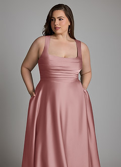 Azazie Azaria Bridesmaid Dresses Dusty Rose A-Line Corset Stretch Satin Dress image12