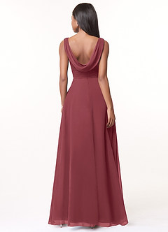 Azazie Karina Bridesmaid Dresses Merlot A-Line Pleated Chiffon Dress image2