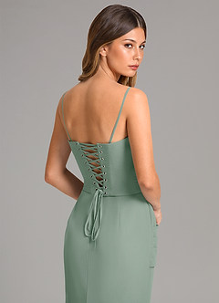 Azazie Sorrel Bridesmaid Dresses Silver Sage Mermaid Corset Chiffon Dress image7
