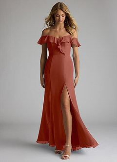 Azazie Sophie Bridesmaid Dresses Auburn A-Line Off the Shoulder Chiffon Convertible Dress image1