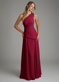Azazie Holly Bridesmaid Dresses Burgundy A-Line Corset Chiffon Dress image3