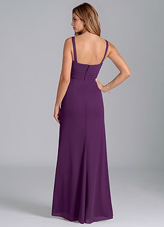 Azazie Micky Bridesmaid Dresses Grape A-Line Pleated Mesh Dress image6