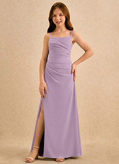 Azazie Cannoli Girls Formal Blumenmädchenkleider A-Linie Plissee Chiffon Kleid Blauregen image5