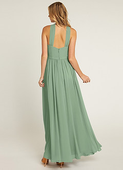 Azazie Jacey Bridesmaid Dresses Matcha A-Line Pleated Chiffon Dress image2