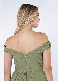 Azazie Audrianna Bridesmaid Dresses Pistachio A-Line Off-The-Shoulder Gathered Chiffon Convertible Dress image6