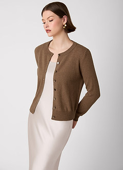 front 100% Cashmere Cropped Cardigan