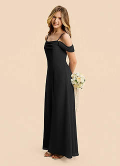 Azazie Lilly Junior Black A-Line Pleated Chiffon Dress image3