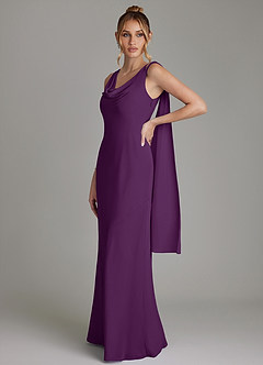 Azazie Essence Bridesmaid Dresses Grape Sheath Chiffon Dress image1