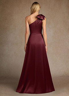 Azazie Easton Mother of the Bride Dresses Cabernet A-Line One Shoulder Stretch Satin Dress image3