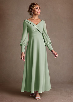 Azazie Paterson Suknie dla Matki Panny Młodej Linia A Pofałdowany Szyfon Długość kostki Sukienka image1