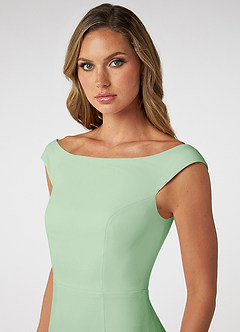 Azazie Nicolina Bridesmaid Dresses Dusty Sage Mermaid Square Neckline Stretch Crepe Dress image5