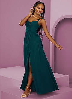 Barbie ♥ Azazie Jurken voor thuis passen Jurk van Chiffon met A-Lijn Geplooid Zwart image5