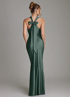 Azazie Reign Bridesmaid Dresses Sea Moss Mermaid Pleated Stretch Satin Dress image2