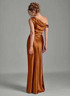 Azazie Emerson 신부 들러리 드레스 인어 오프 더 숄더 메탈릭 새틴 바닥 길이 드레스 image2