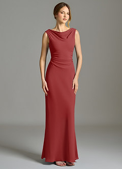 Azazie Kieryn Vestidos de damas de honor Vestido de Óxido de Gasa de Corte Sirena con Plisado image5