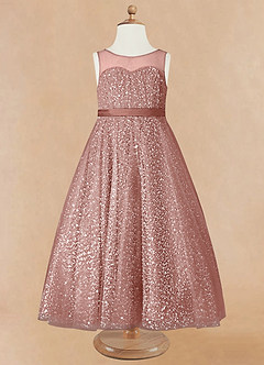 Azazie Siwa Flower Girl Dresses Rosette A-Line Beaded Tulle Dress image5