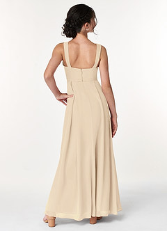 Azazie Simoan Junior Abito A-Line in Chiffon Scollo a Cuore Champagne image2