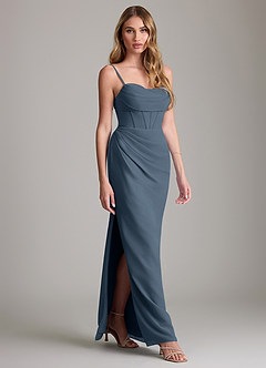 Azazie Mai Bridesmaid Dresses Neptune Sheath Pleated Chiffon Dress image3