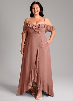 Azazie Lyra Abiti da Damigella Abito Convertibile A-Line in Chiffon Cedro Rosa image16
