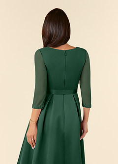 Azazie Maritza Mother of the Bride Dresses Dark Green A-Line Pleated Matte Satin Dress image5