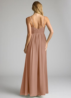 Azazie Alia Robes de demoiselle d'honneur Robe Trapèze en Mousseline de soie Plissée Champagne Rosé image5