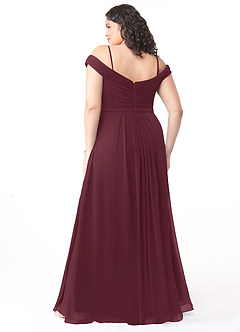 Azazie Audrianna Bridesmaid Dresses Cabernet A-Line Off-The-Shoulder Gathered Chiffon Convertible Dress image8
