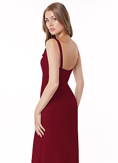 Azazie Salma Bridesmaid Dresses Burgundy Sheath Side Slit Chiffon Dress image4