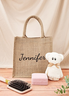 front Custom Name Bride Jute Backpack