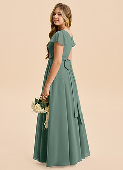 Azazie Cady Junior Sea Moss A-Line Pleated Chiffon Dress image6