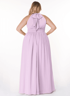 Azazie Iman Bridesmaid Dresses Frosted Lilac A-Line A-Line Ruched Chiffon Dress image9