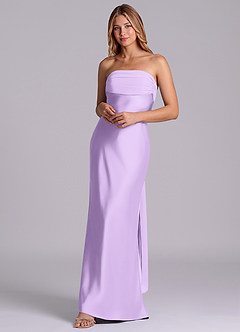Azazie Ailanie Brudtärnklänningar Klä av Tubklänning i Stretch Satin Axelbandslös Lila image3