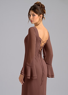 Azazie Leone Abiti da Damigella Abito Sirena in Chiffon Corsetto Espresso image2