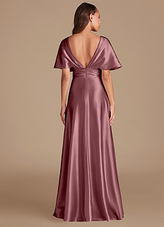 Azazie Pamela Bridesmaid Dresses Vintage Mauve A-Line Pleated Metallic Satin Dress image2