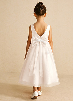 Azazie Tillie Flower Girl Dresses White Alabaster A-Line Lace Tulle Dress image1