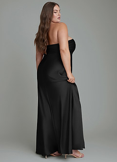 Azazie Saylor Brautjungfernkleider Meerjungfrau-Linie Schulterfrei Stretch-Satin Kleid Schwarz image12
