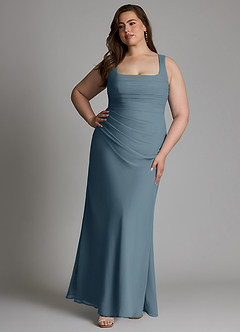 Azazie Agustina Vestidos de damas de honor Vestido Crepúsculo de Gasa de Corte Sirena con Corsé image10